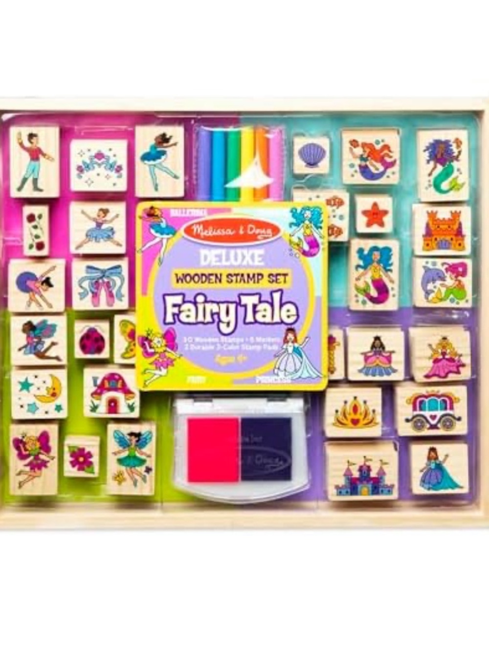 Melissa & Doug Deluxe Fairy Tale Wooden Stamp Set - Multicolor - Picture 1 of 4